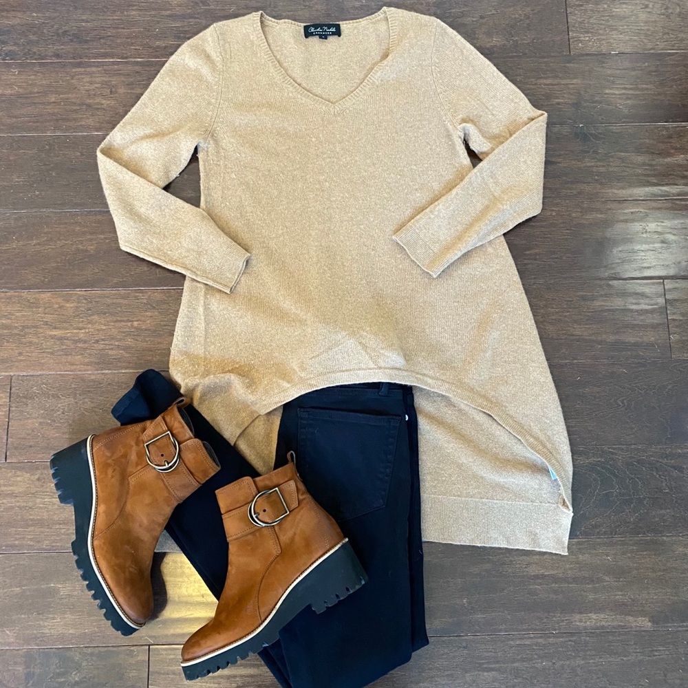 Claudia Michael high low cashmere sweater